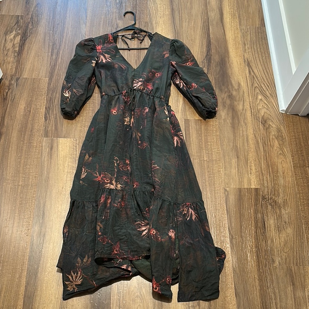 All Saints Dark Floral Long Sleeve Dress